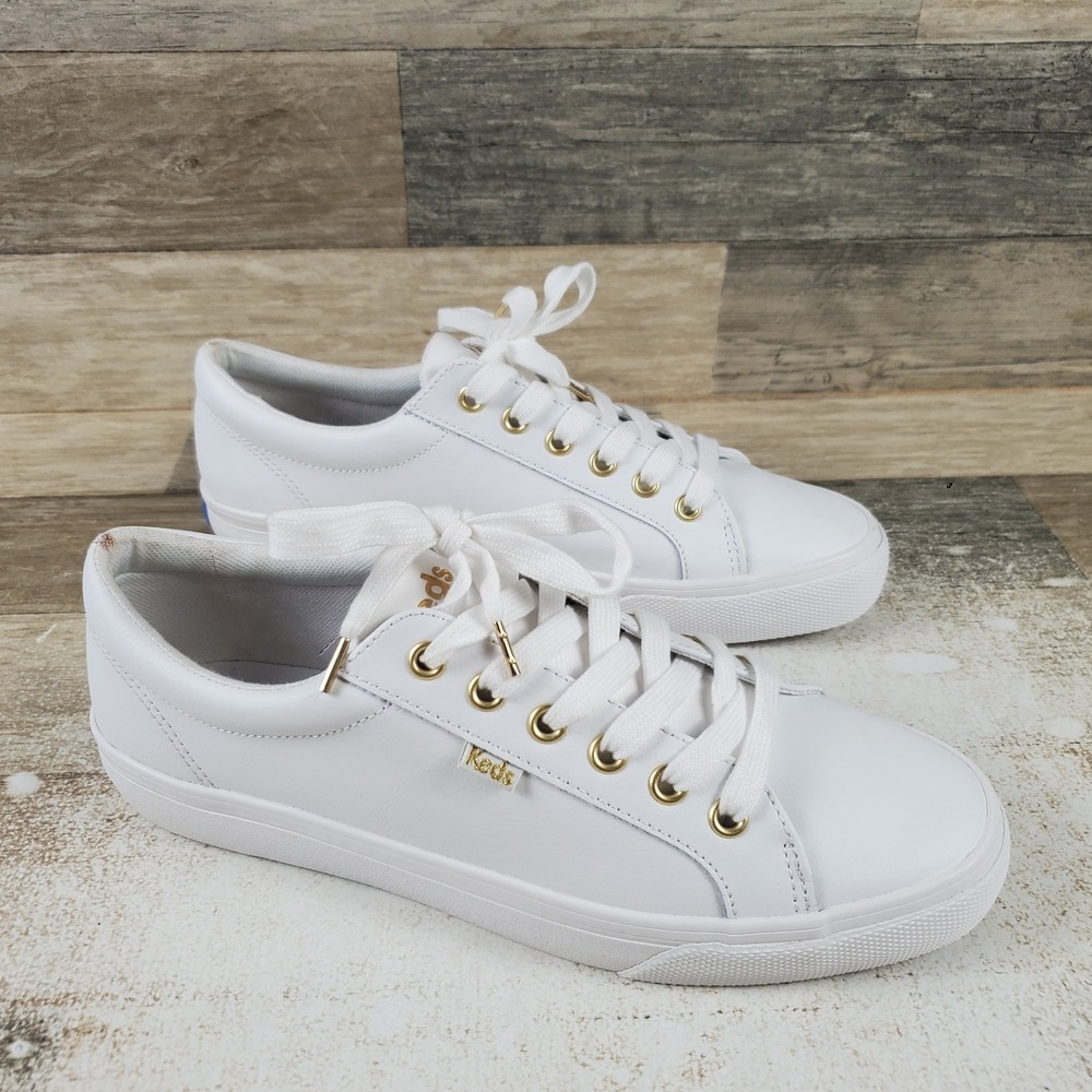 Keds Jump Kick Womens Shoes Sz 9 Comfort White Leather Low Top Lace Up Sneakers